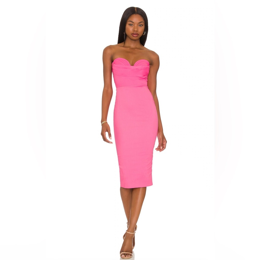 Strapless Midi Dress in Pink